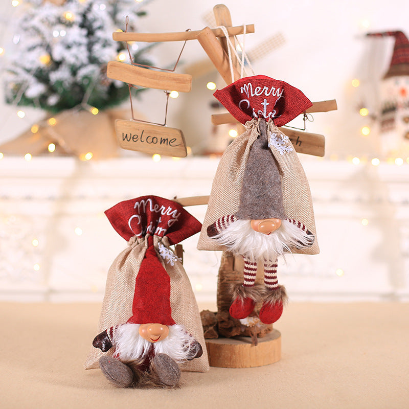 Christmas gnome burlap gift bag - MRSLM
