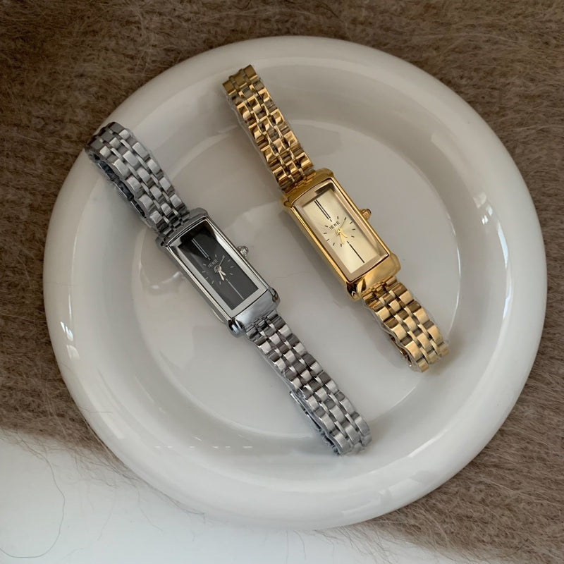 Women's rectangular gold steel belt quartz watch, view 8 - MRSLM