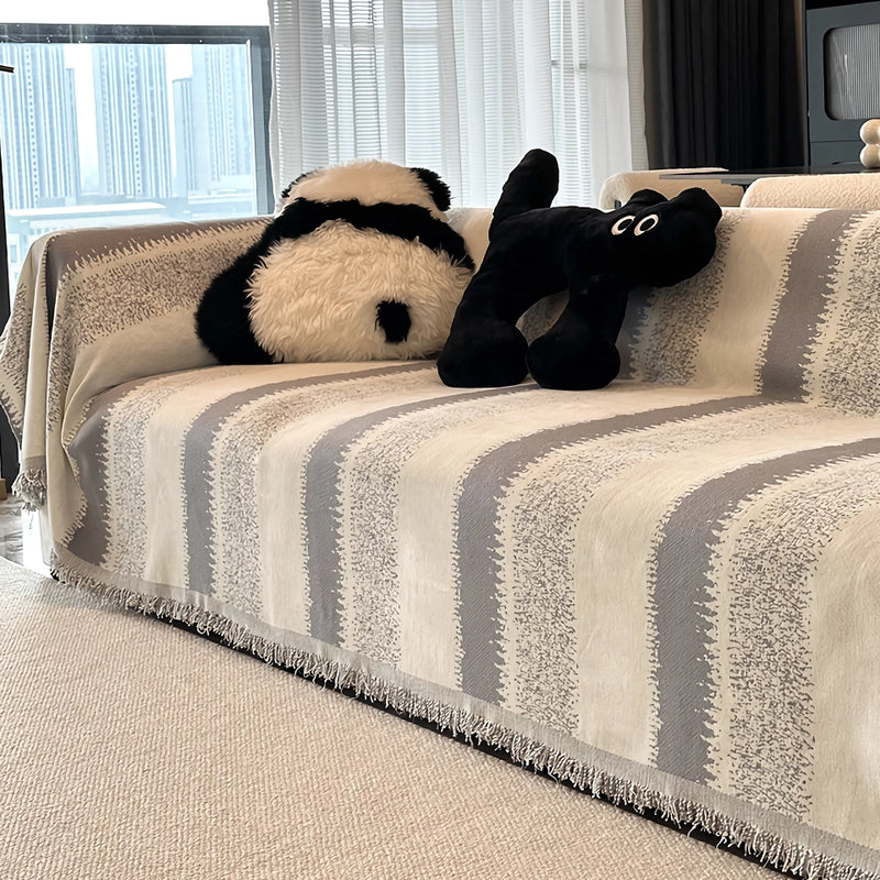Striped chenille sofa cover throw, view 10 - MRSLM
