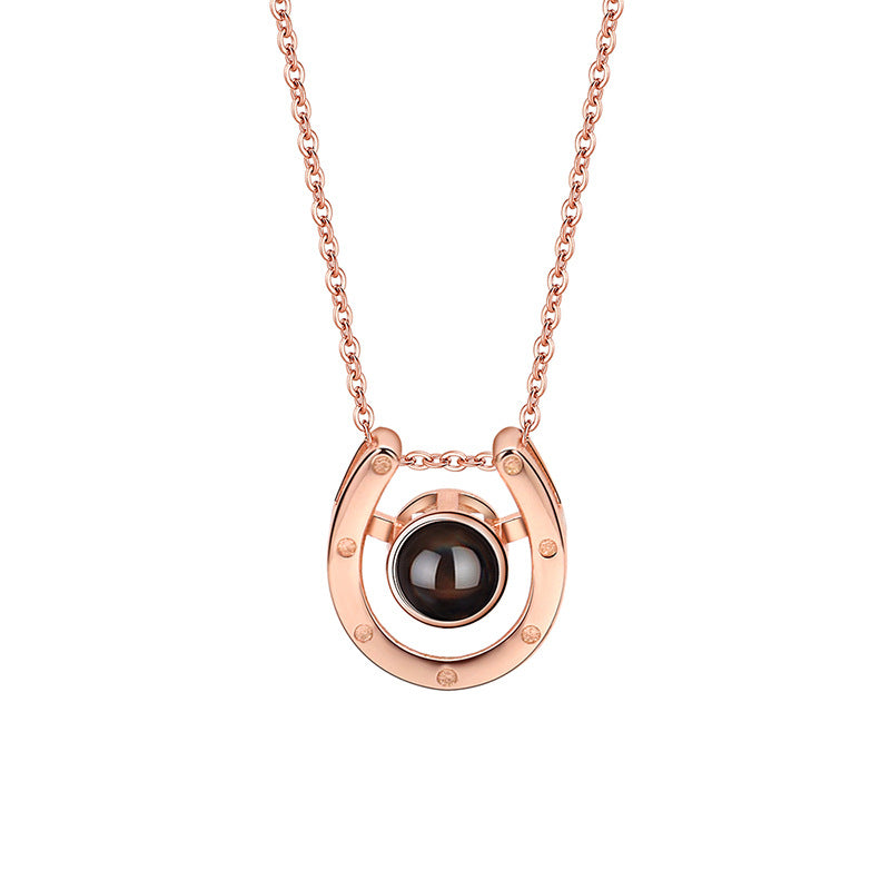 s925 silver horseshoe necklace, view 5 - MRSLM