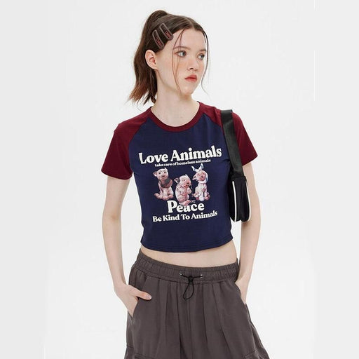 animal graphic raglan crop top - MRSLM