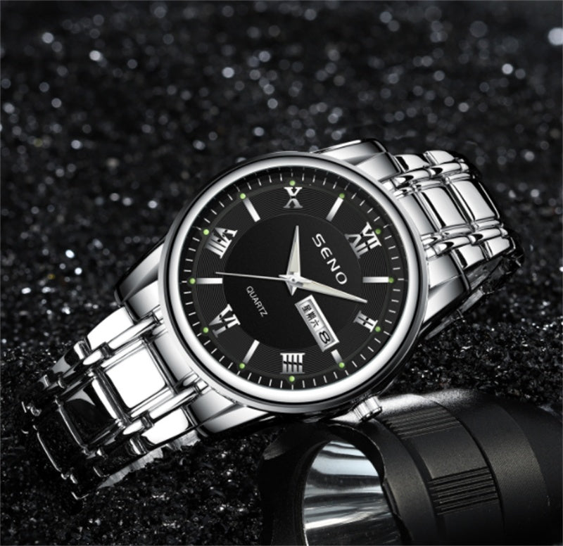 men's dual calendar quartz watch, view 2 - MRSLM