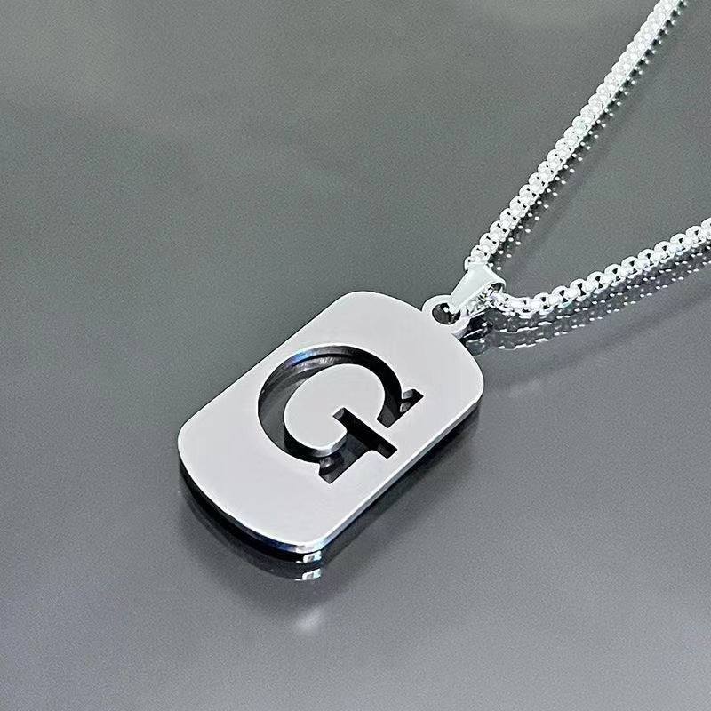 titanium steel letter necklace, view 20 - MRSLM