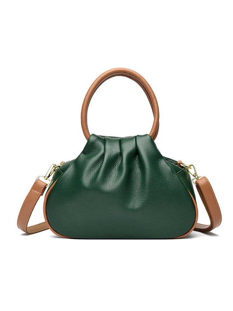 large pleated leather crossbody bag, view 11 - MRSLM