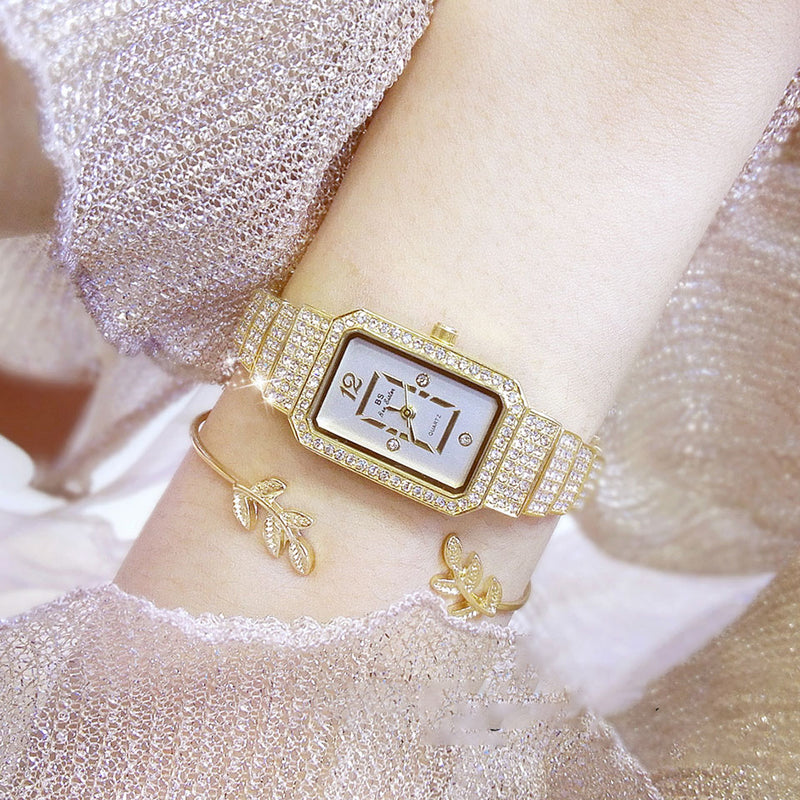 full diamond ladies quartz watch, view 3 - MRSLM