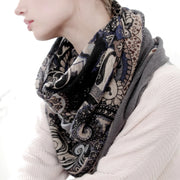 women's wool square scarf animal print, view 7 - MRSLM