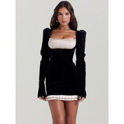 long sleeve backless mini dress, view 2 - MRSLM