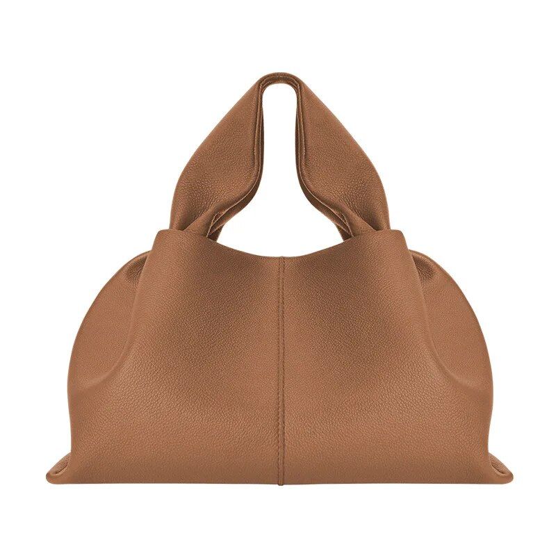 ruched pleated PU leather tote bag, view 2 - MRSLM
