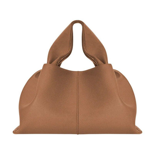 ruched pleated PU leather tote bag, view 2 - MRSLM