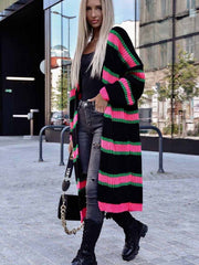 striped color block baggy knit cardigan coat, view 10 - MRSLM