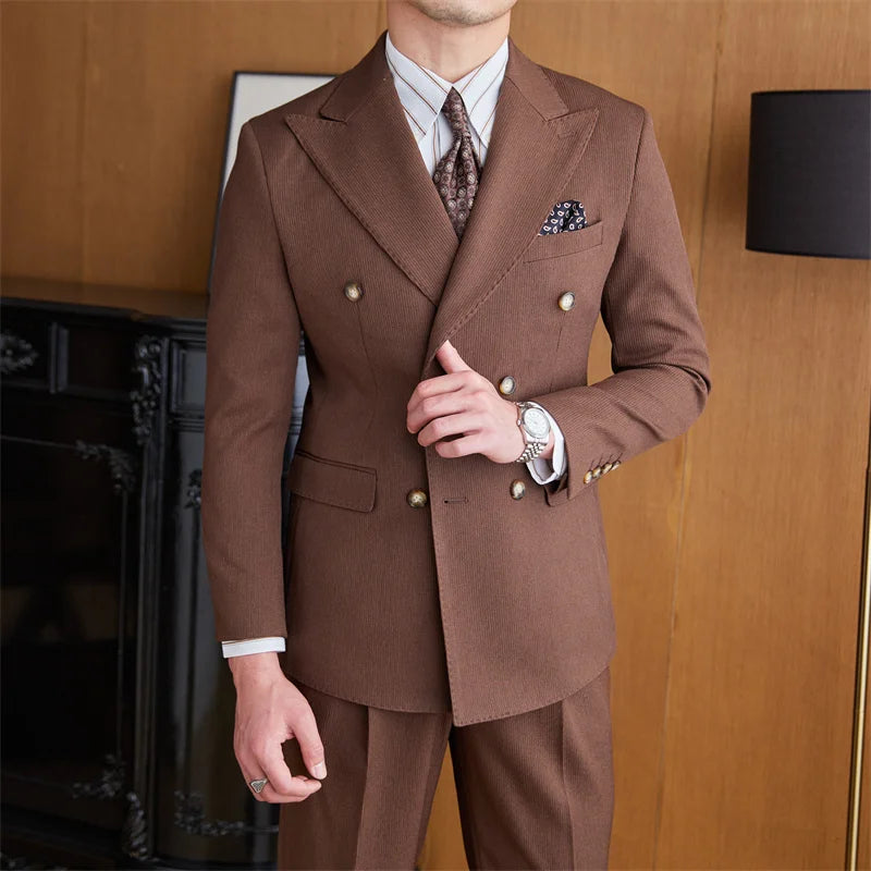 men's double breasted 2-piece suit, view 4 - MRSLM