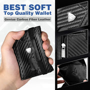 slim carbon leather RFID wallet, view 3 - MRSLM