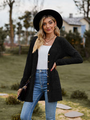 women's brushed stripe long sleeve cardigan coat, view 6 - MRSLM