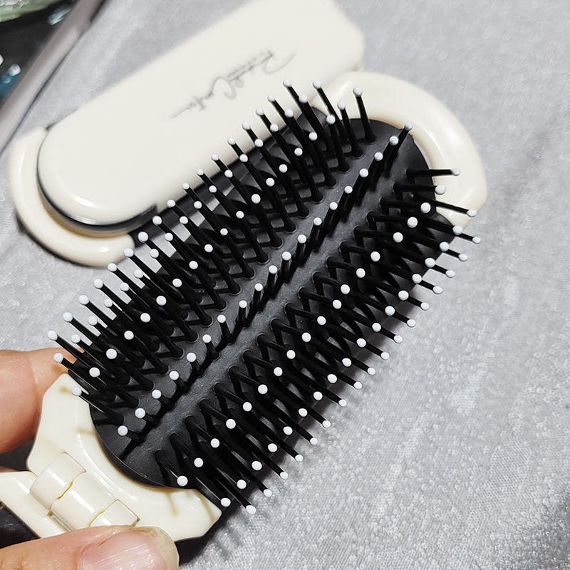 portable foldable hair brush with mirror, view 7 - MRSLM