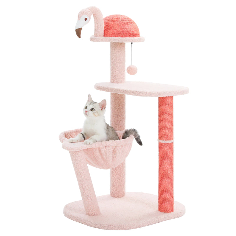 flamingo pink cat tree, view 3 - MRSLM