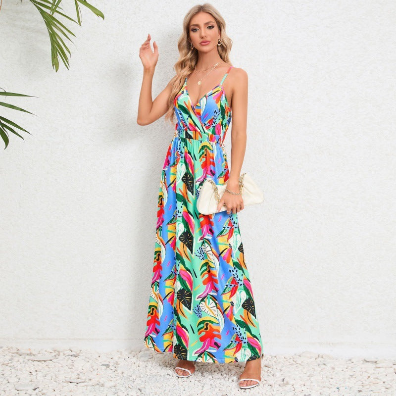 backless floral suspender dress, view 8 - MRSLM