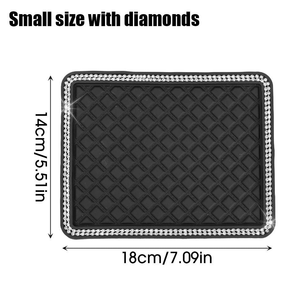 Sparkling Diamond Anti-Slip Car Dashboard Mat for Secure Item Grip