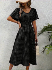 small floral print short sleeve dress, view 11 - MRSLM