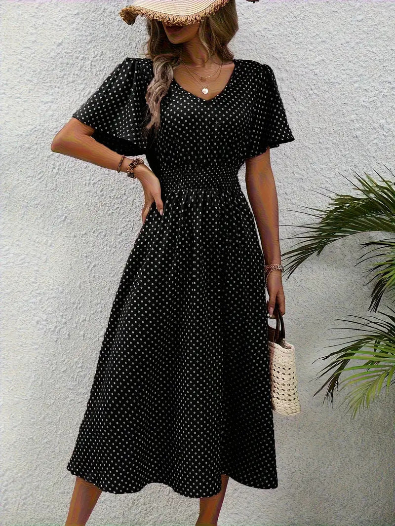 small floral print short sleeve dress, view 11 - MRSLM