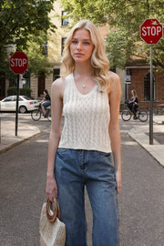 Women's V-neck knitted tank vest, view 8 - MRSLM
