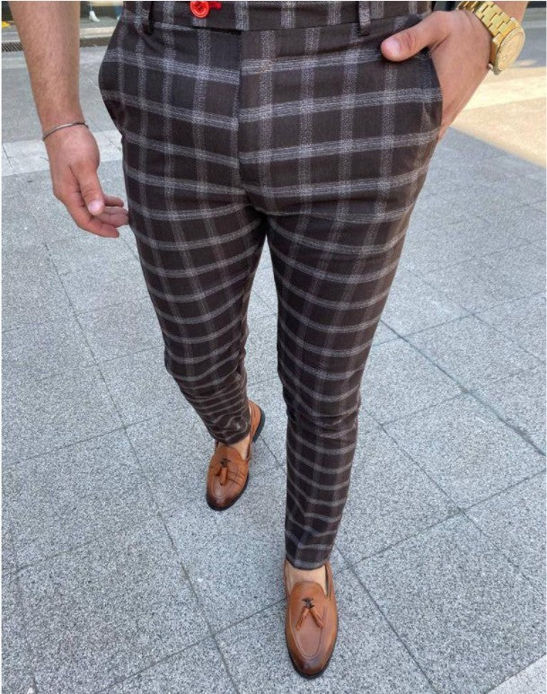 men's business checked casual pants, view 5 - MRSLM