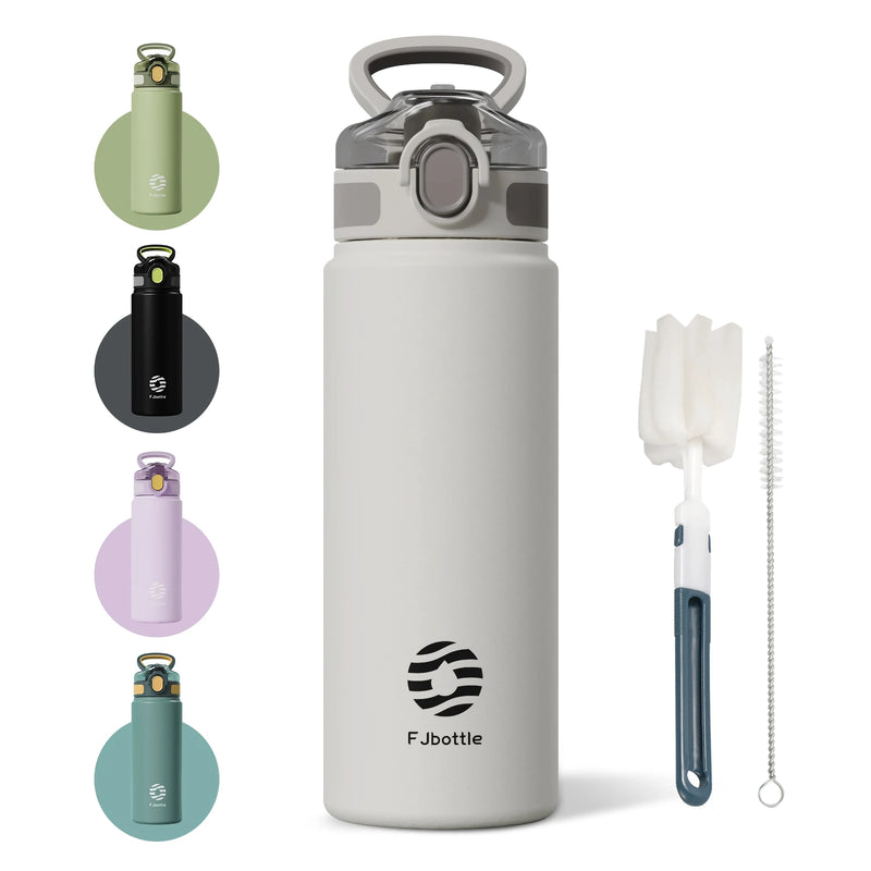stainless steel thermos bottle with straw, view 2 - MRSLM