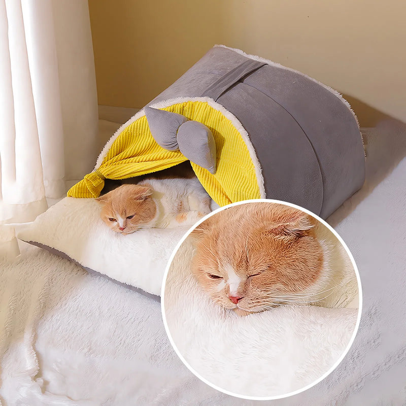 cozy plush cat bed, view 4 - MRSLM
