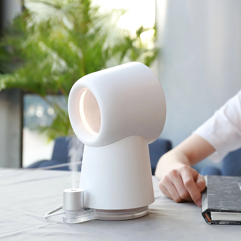 Bladeless USB humidifier fan with LED night light, view 3 - MRSLM