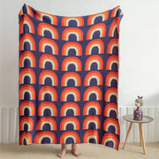 colorful rainbow cotton knitted throw blanket, view 5 - MRSLM