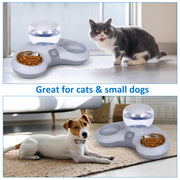 Automatic water dispenser and double cat bowl set, view 3 - MRSLM