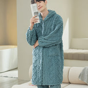Men's flannel lounge robe cardigan set, view 25 - MRSLM