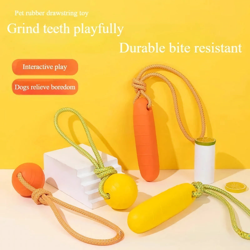 rubber drawstring dog chew stick, view 7 - MRSLM