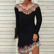 autumn and winter printed dress for women, view 2 - MRSLM