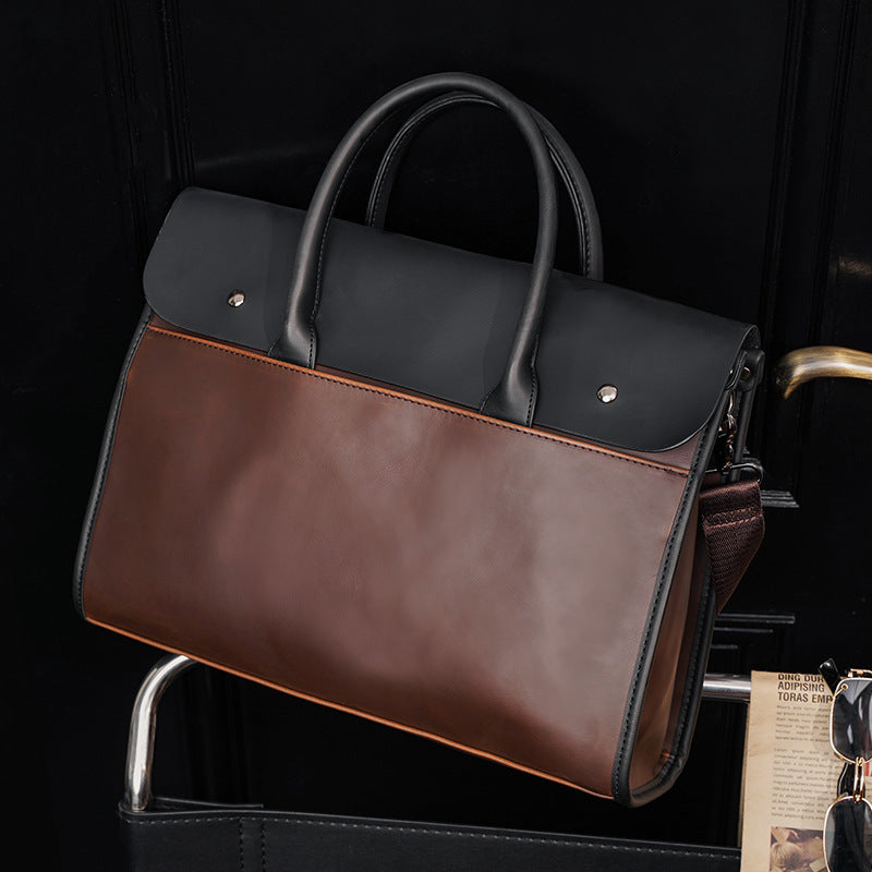 pu leather briefcase shoulder bag, view 2 - MRSLM