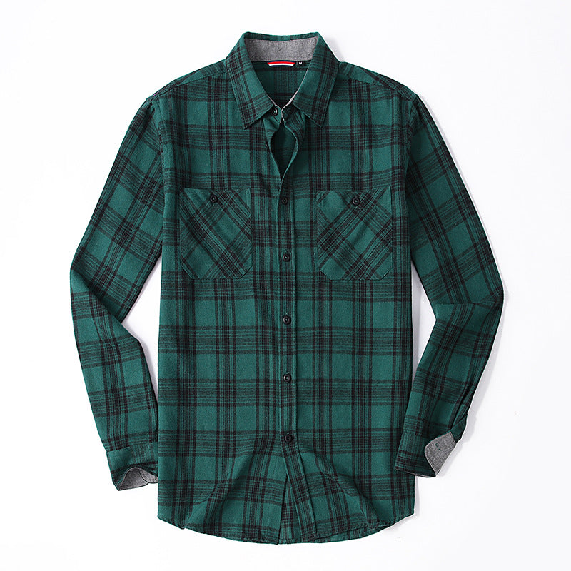 Men's brushed flannel plaid shirt - MRSLM