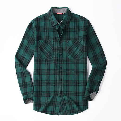 Men's brushed flannel plaid shirt - MRSLM