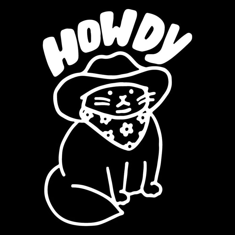 howdy cat cartoon vinyl decal, view 3 - MRSLM