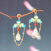 gold-plated magnolia blossom earrings, view 4 - MRSLM