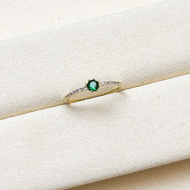 S925 Sterling Silver Small Flexible Emerald Ring