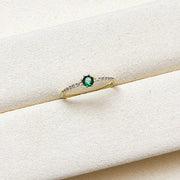 S925 silver adjustable green stone ring, view 2 - MRSLM