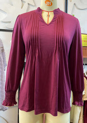 women's puff sleeve smocked v-neck top, view 10 - MRSLM