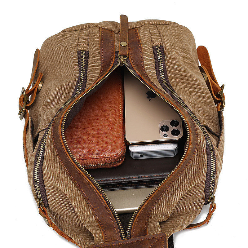 retro canvas chest shoulder bag, view 3 - MRSLM