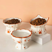 elevated cat ceramic food bowl set, view 5 - MRSLM