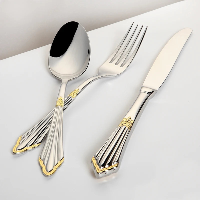 gold inlay cutlery set, view 2 - MRSLM