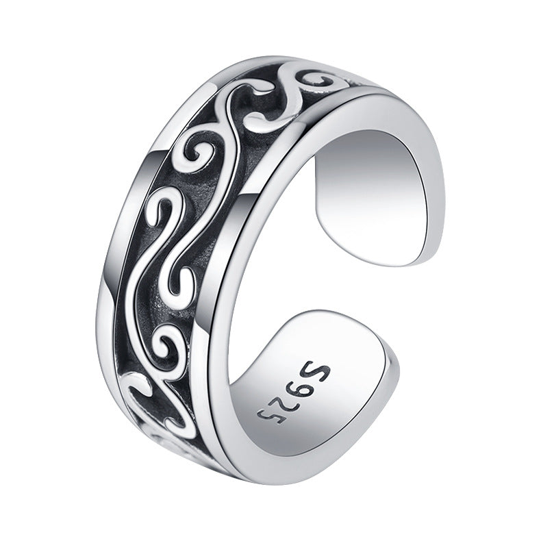 retro dark thorn silver ring, view 4 - MRSLM
