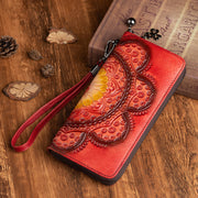long cowhide leather women's wallet, view 7 - MRSLM