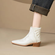 women's leather ankle boots side zipper, view 9 - MRSLM