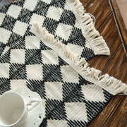 black and white diamond tassel table runner, view 5 - MRSLM