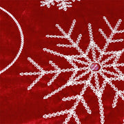 red velvet snowflake tree skirt, view 5 - MRSLM