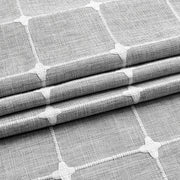 jacquard linen shower curtain with tassels, view 6 - MRSLM